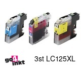 Compatible inkt cartridge LC-125XL, LC125XL serie voor Brother, van Go4inkt C/M/Y (3 st) (LC121-LC123-LC127)