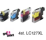 Compatible inkt cartridge LC-127XL, LC127XL serie voor Brother, van Go4inkt (=LC121-LC123-LC125) (4 st)