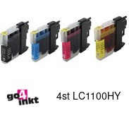 Compatible inkt cartridge LC-1100HY, LC1100HY serie voor Brother, van Go4inkt (4 st)