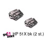 Huismerk HP 51X bk, Q7551XD Duo Pack Compatible (2st)