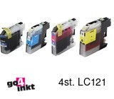 Compatible inkt cartridge LC-121, LC121 serie voor Brother, van Go4inkt (=LC121-LC123-LC125) (4 st)