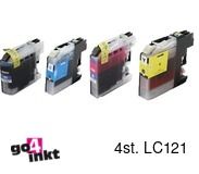 Compatible inkt cartridge LC-121, LC121 serie voor Brother, van Go4inkt (=LC121-LC123-LC125) (4 st)