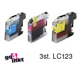 Compatible inkt cartridge LC-123, LC123 serie voor Brother, van Go4inkt C/M/Y (3 st)