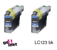 Compatible inkt cartridge LC-123 bk, LC123 bk voor Brother, van Go4inkt (2 st)