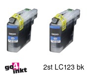 Compatible inkt cartridge LC-123bk, LC123bk voor Brother, van Go4inkt (2 st)
