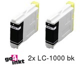 Compatible inkt cartridge LC-1000bk, LC1000bk voor Brother, van Go4inkt (2 st)
