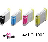 Compatible inkt cartridge LC-1000, LC1000 serie voor Brother, van Go4inkt (4 st)