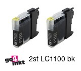 Compatible inkt cartridge LC-1100bk, LC1100bk voor Brother, van Go4inkt (2 st)