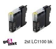 Compatible inkt cartridge LC-1100bk, LC1100bk voor Brother, van Go4inkt (2 st)