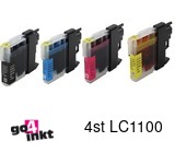 Compatible inkt cartridge LC-1100, LC1100 serie voor Brother, van Go4inkt (4 st)