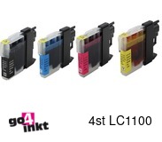 Compatible inkt cartridge LC-1100, LC1100 serie voor Brother, van Go4inkt (4 st)