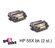 Huismerk HP 55X bk, CE255X BK Duo Pack Compatible (2x)