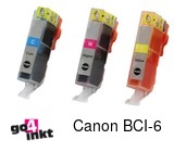 Compatible inkt cartridge  BCI6 c/m/y voor Canon, van Go4inkt (3 st)