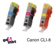 Compatible inkt cartridge CLI8 c/m/y voor Canon, van Go4inkt (3 st)