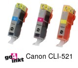 Compatible inkt cartridge CLI521 (c/m/y) pack voor Canon, van Go4inkt (3 st)