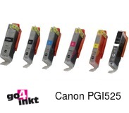 Compatible inkt cartridge PGI525, CLI526 bk/c/m/y/gy, van Go4inkt (6 st)