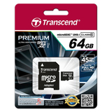Transcend SD 64GB MicroSDXC Class 10 + adapter (TS64GUSDU1)