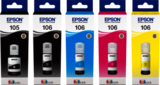 Epson 105, 106 bk/pbk/c/m/y inktflesjes origineel (5 stuks)